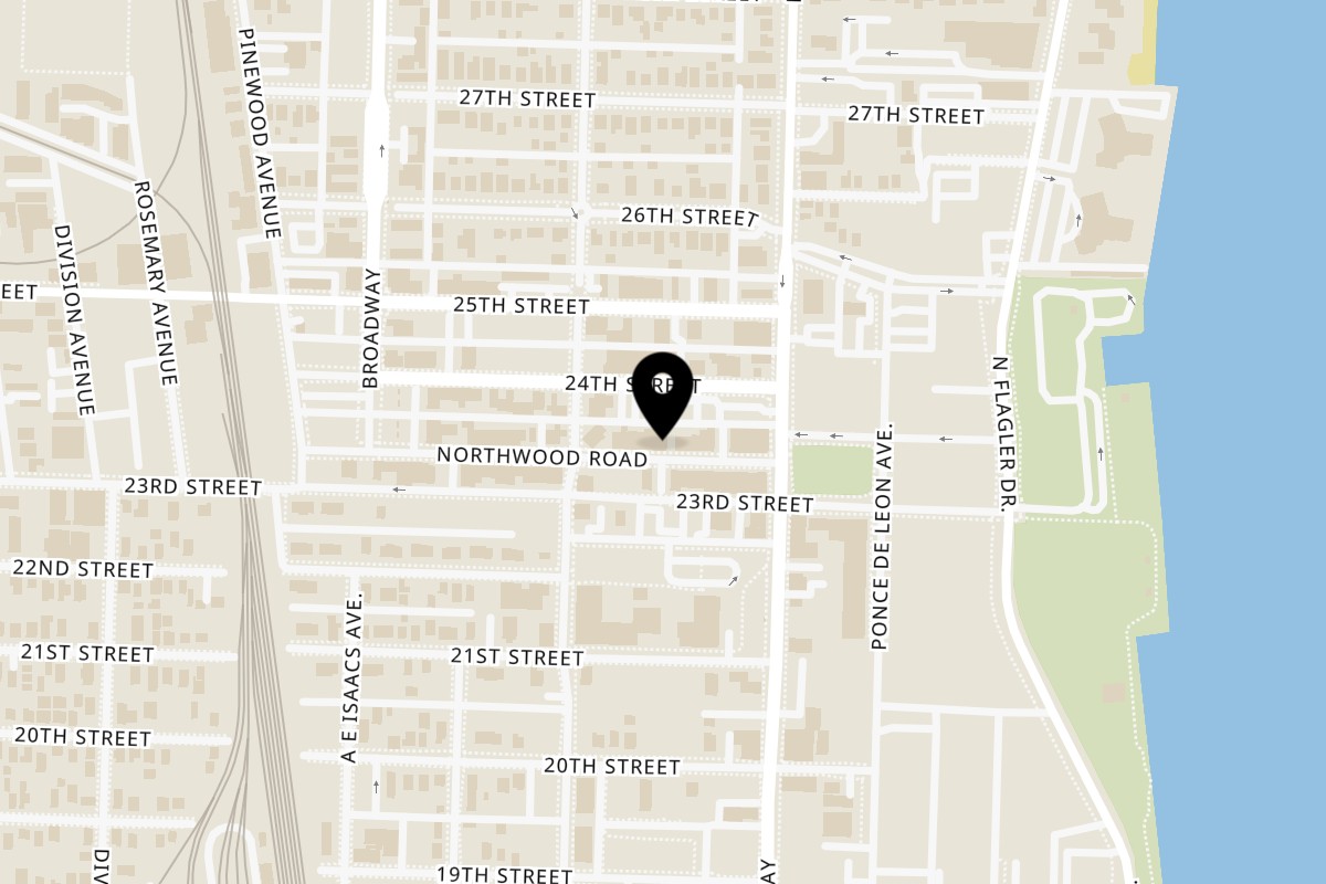 Map showing the location of French Grill House on 427 Northwood Rd in West Palm Beach